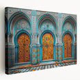 Side view of a stretched canvas depicting a Middle Eastern scenery in earthy tones, suitable as kitchen wall art.