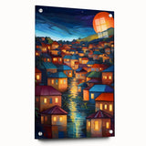 Large abstract wall art of a Fiji scenery on acrylic glass, using vibrant blue and green tones.