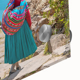 Large abstract depiction of a Bolivian landscape in muted earth tones on acrylic glass, suited for dining room art.