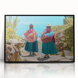 Large abstract wall art depicting Bolivian scenery in muted earth tones on a framed acrylic.