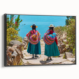 Black and white landscape art painting of Bolivian scenery on a framed canvas, suitable for bedroom wall decor.