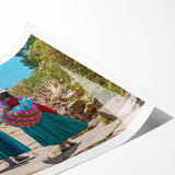 Extra large wall art featuring line art flowers in muted earth tones on a rolled canvas.