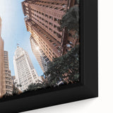 Extra large framed canvas featuring a textured depiction of a Brazilian landscape in black with colorful highlights.