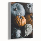 Vintage poster art of autumnal trees on extra large, framed canvas, ideal for living room decor.