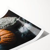 Extra large wall art featuring line art flowers in autumn tones on a rolled print, suitable for large living room decor.