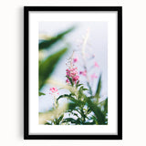 Extra large abstract art print featuring vibrant spring colors on a textured canvas, framed in black.