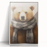 Framed acrylic print of a winter scene with muted blue and white tones in art deco style.