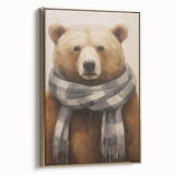 Winter landscape painting on framed canvas, featuring muted blue and white tones, ideal for bedroom wall decor.