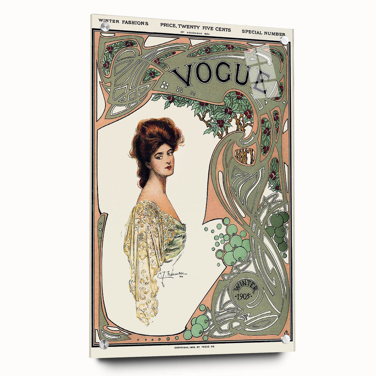 1904 Art Nouveau Vogue Cover Print - Elegant Winter Fashion Wall Art