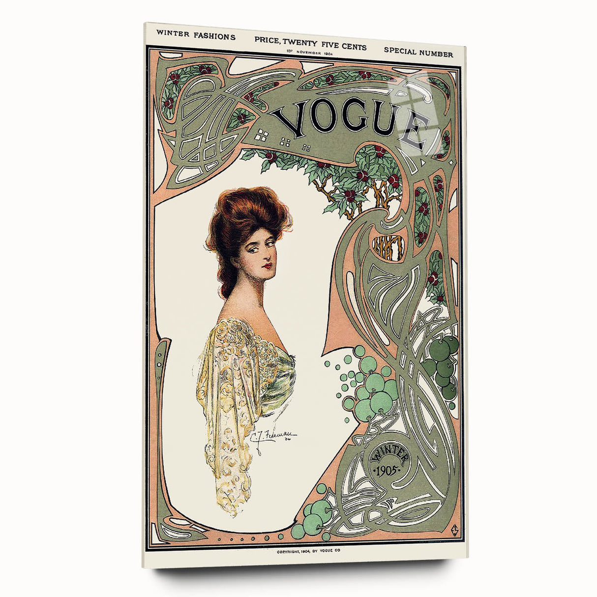 1904 Art Nouveau Vogue Cover Print - Elegant Winter Fashion Wall Art