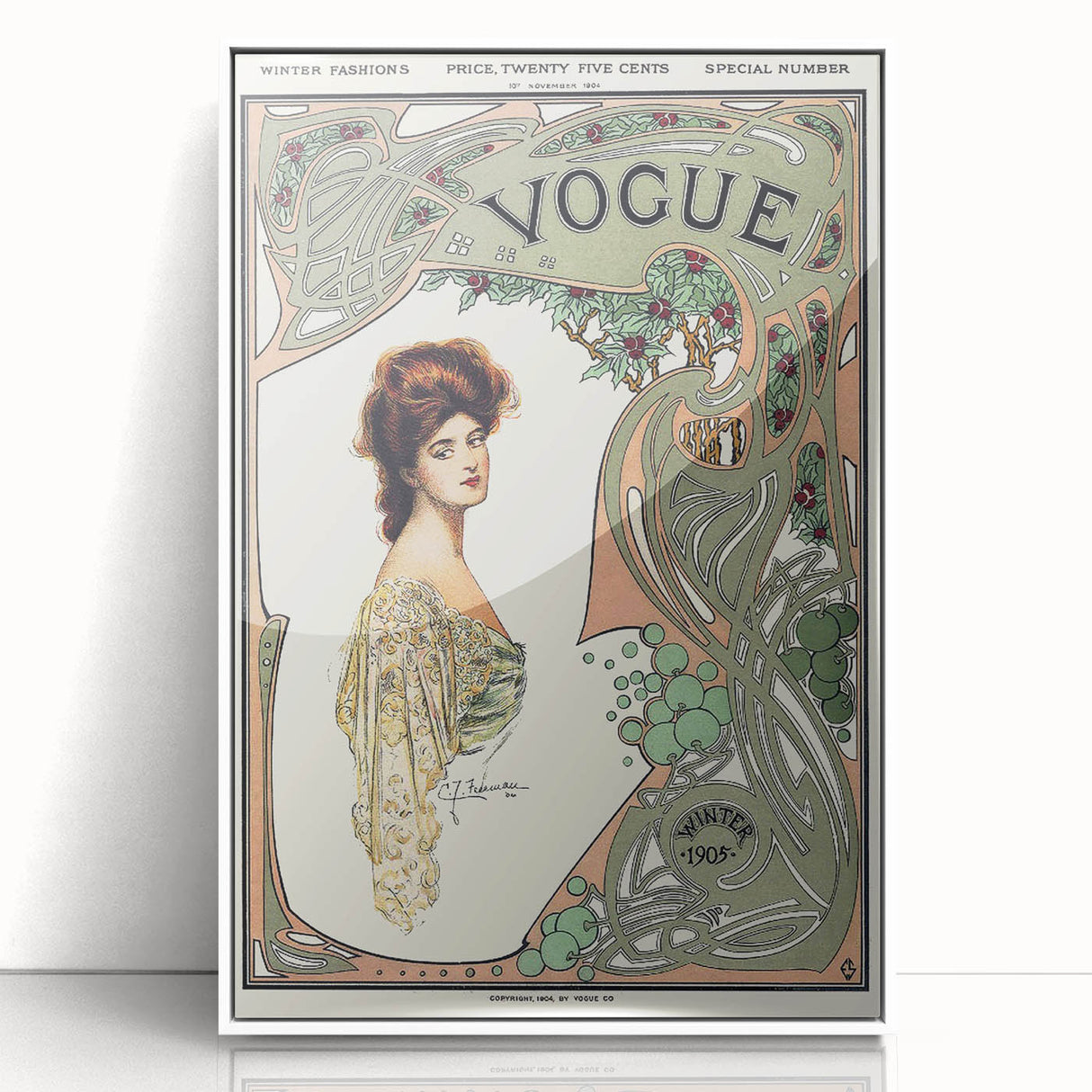 1904 Art Nouveau Vogue Cover Print - Elegant Winter Fashion Wall Art
