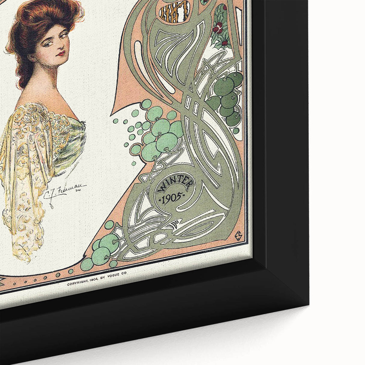 1904 Art Nouveau Vogue Cover Print - Elegant Winter Fashion Wall Art