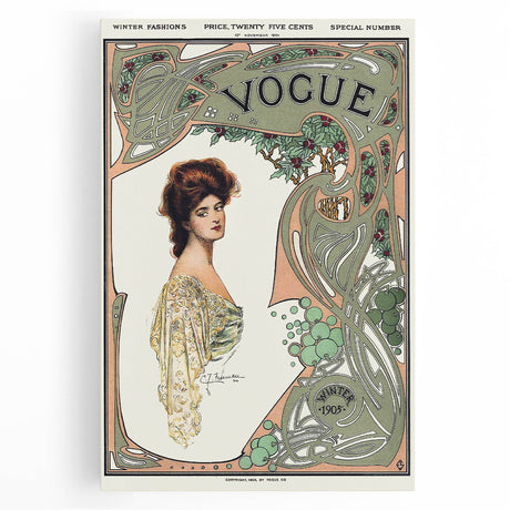1904 Art Nouveau Vogue Cover Print - Elegant Winter Fashion Wall Art