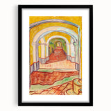 Extra large abstract art print on canvas, featuring a textured, colorful palette in a black frame.