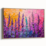 Vibrant Floral Living Room Wall Art - Modern Textured Canvas
