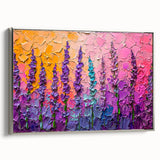 Vibrant Floral Living Room Wall Art - Modern Textured Canvas