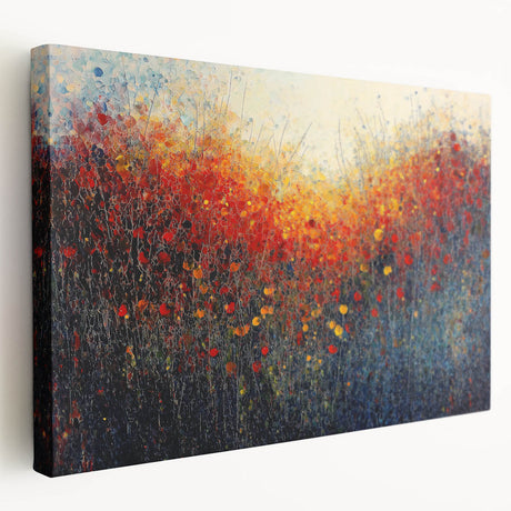 Stretched canvas artwork showcasing a vibrant abstract floral design with rich colors and intricate details, perfect for enhancing modern home decor.