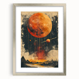 Abstract minimalist wall art framed in silver with a mat, showcasing geometric shapes in soft pastel colors, perfect for modern home decor.