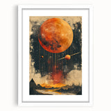 Abstract minimalist wall art framed in white mat, showcasing geometric shapes and soft color palette, ideal for modern home decor. Perfect for stylish interiors.