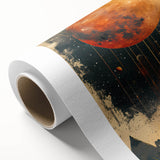 Abstract minimalist wall art on rolled canvas, showcasing soft pastel colors and geometric shapes, perfect for modern home decor in a stylish living room setting.