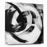 Colorful Abstract Wall Art – Bold Black and White Motion Canvas Print
