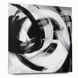 Colorful Abstract Wall Art – Bold Black and White Motion Canvas Print