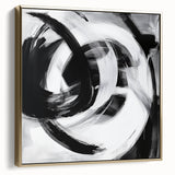 Colorful Abstract Wall Art – Bold Black and White Motion Canvas Print