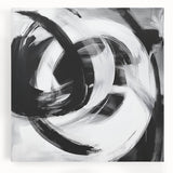 Colorful Abstract Wall Art – Bold Black and White Motion Canvas Print