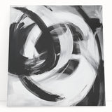 Colorful Abstract Wall Art – Bold Black and White Motion Canvas Print