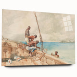 Realism Art Canvas: Maritime Scene with Fishermen Realism Wall Art