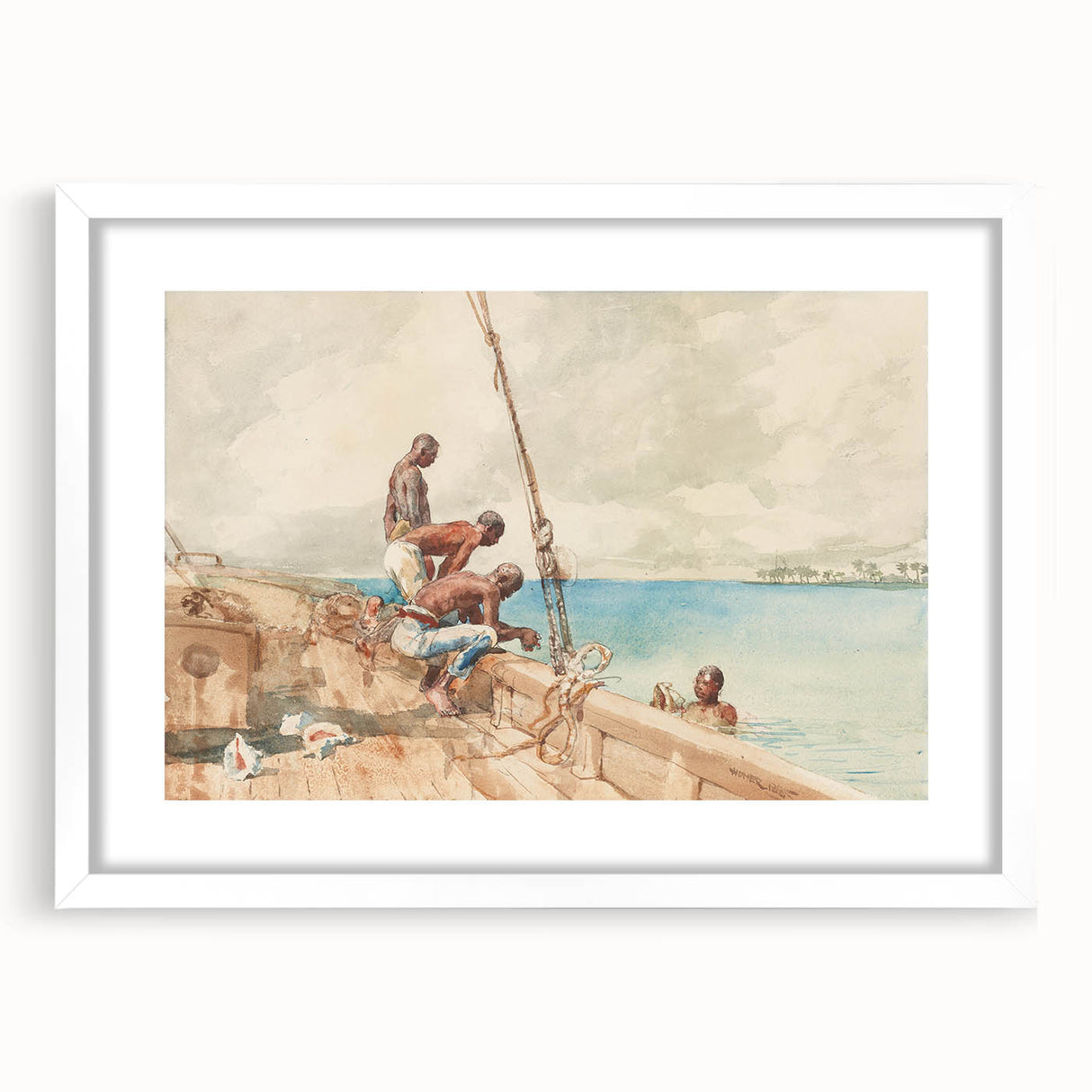 Realism Art Canvas: Maritime Scene with Fishermen Realism Wall Art