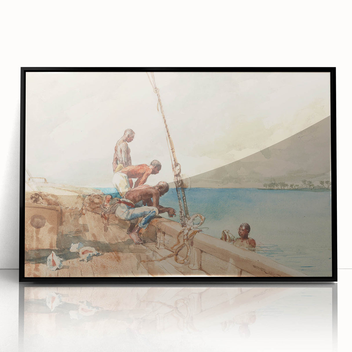 Realism Art Canvas: Maritime Scene with Fishermen Realism Wall Art