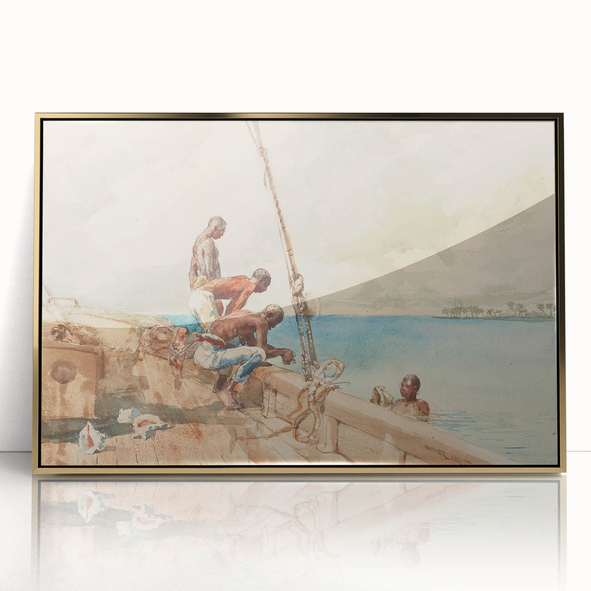 Realism Art Canvas: Maritime Scene with Fishermen Realism Wall Art