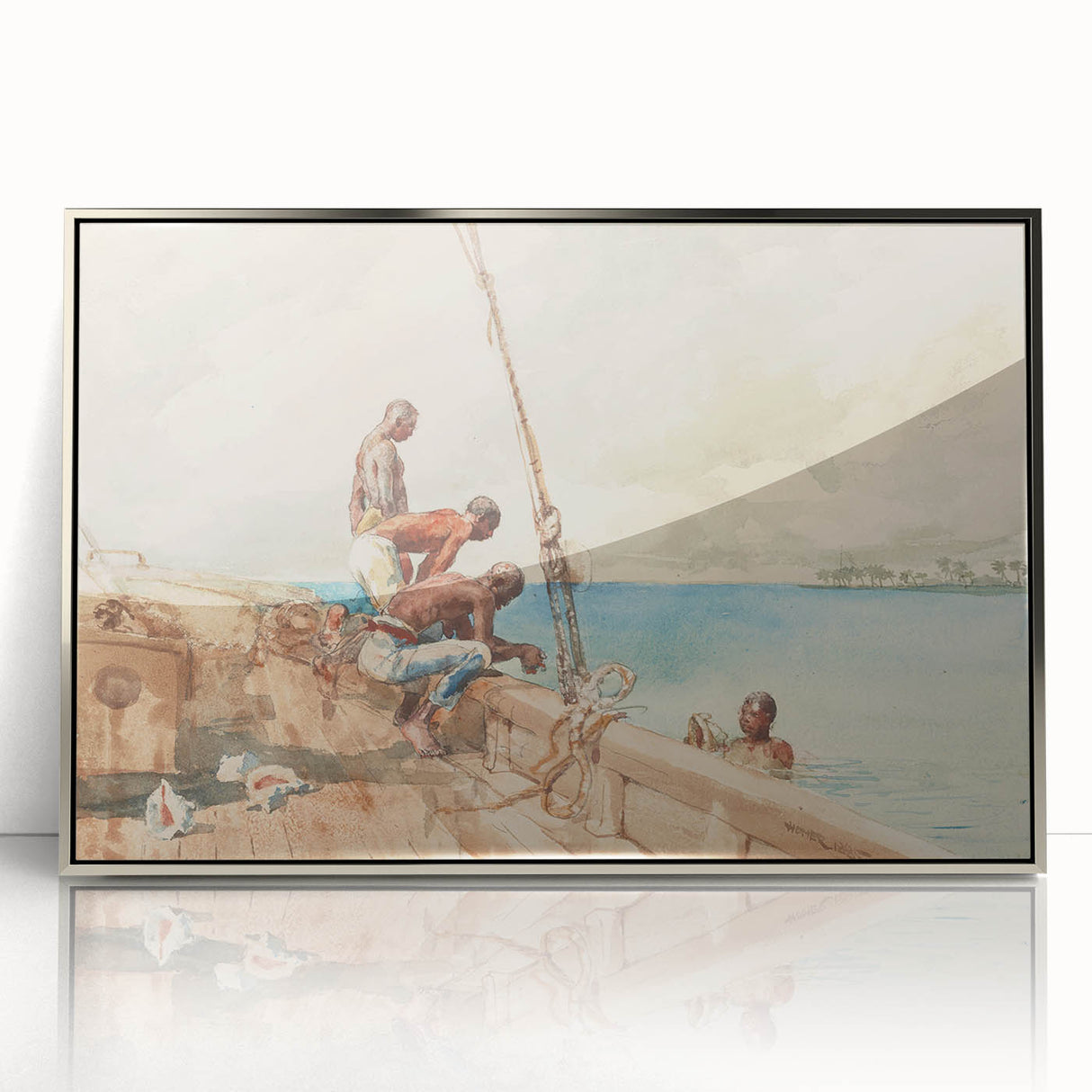 Realism Art Canvas: Maritime Scene with Fishermen Realism Wall Art