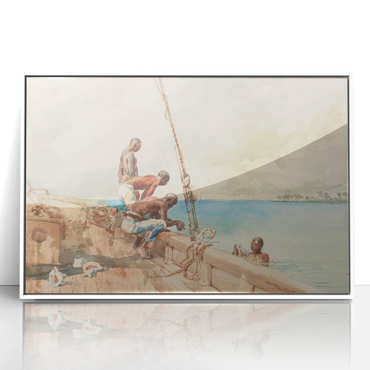 Realism Art Canvas: Maritime Scene with Fishermen Realism Wall Art