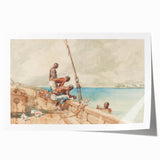 Realism Art Canvas: Maritime Scene with Fishermen Realism Wall Art