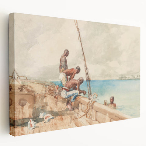 Realism Art Canvas: Maritime Scene with Fishermen Realism Wall Art
