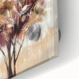 Close-up of vibrant abstract floral design on acrylic glass, showcasing rich colors and intricate details, perfect for modern home decor.