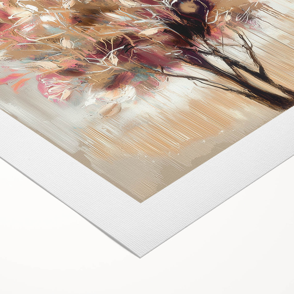 Abstract floral design on rolled canvas, showcasing vibrant colors and intricate patterns, ideal for modern home decor. Packaged securely in a cardboard tube.