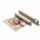Abstract floral rolled print showcasing vibrant colors and intricate designs, ideal for home decor. Packaged securely in a protective cardboard tube for safe delivery.