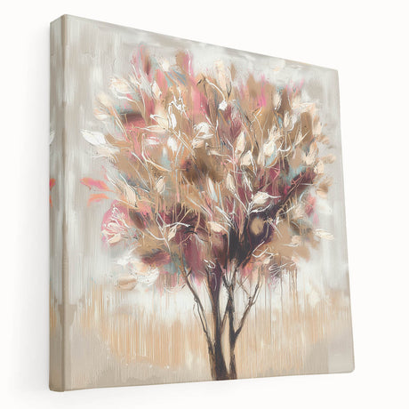 Abstract floral design on a stretched canvas, showcasing vibrant colors and intricate patterns, ideal for modern home decor. Side view highlights the canvas depth and texture, perfect for enhancing any room's ambiance.