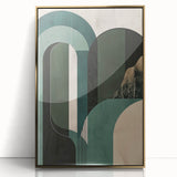 Framed abstract minimalist wall art featuring a stunning gold design, elegantly displayed against a sleek acrylic background, perfect for modern decor.