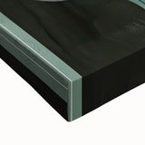 Close-up of a minimalist abstract wall art design on stretched canvas, showcasing soft pastel colors and fluid shapes, ideal for modern home decor.