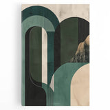 Abstract minimalist wall art on stretched canvas showcasing soothing pastel colors and geometric shapes, perfect for modern home decor.