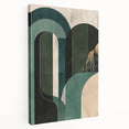 Abstract minimalist wall art canvas in a side view, showcasing soft pastel colors and fluid shapes, perfect for modern home decor and artistic ambiance.