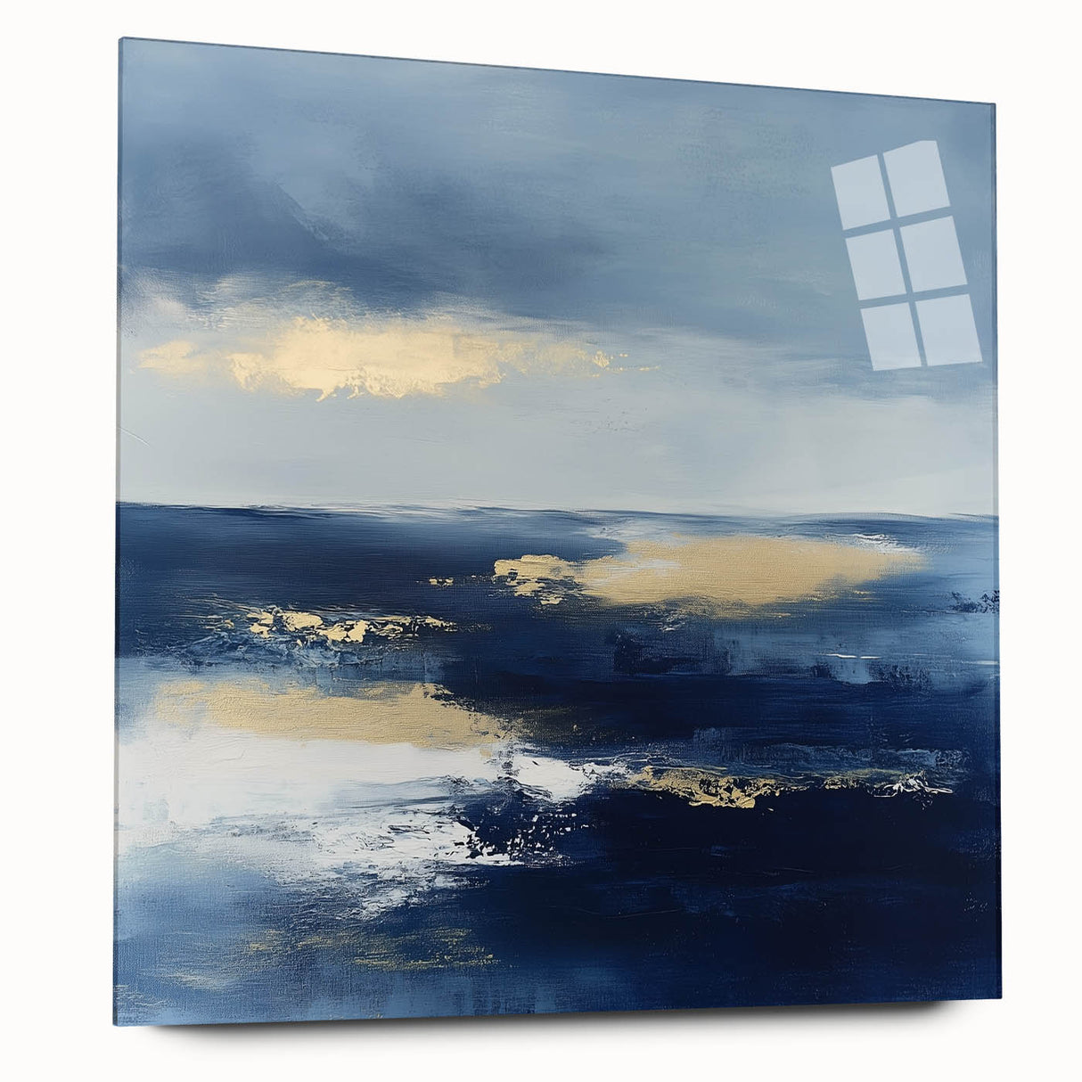 Modern Abstract Wall Art – Contemporary Navy & Gold Canvas Decor