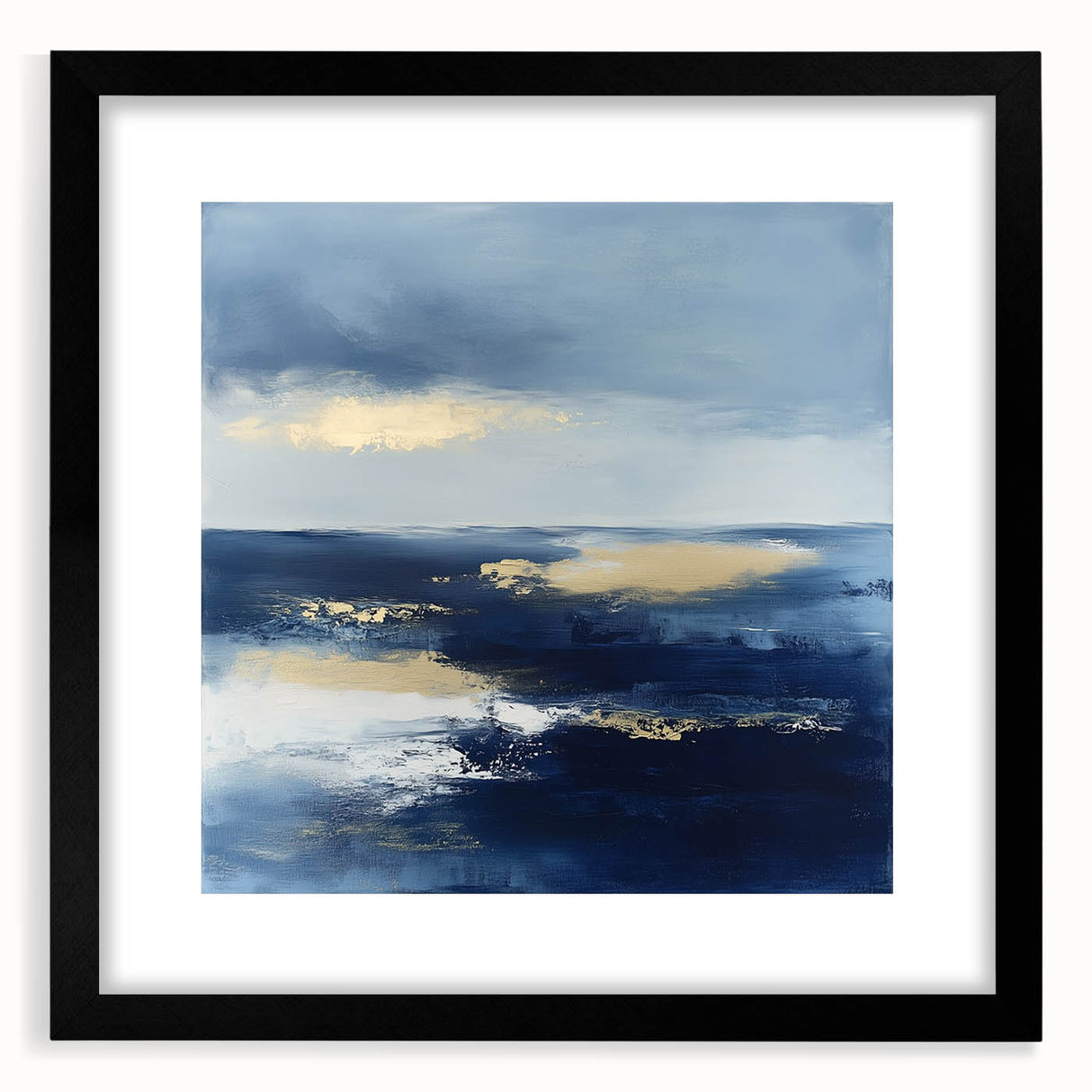 Modern Abstract Wall Art – Contemporary Navy & Gold Canvas Decor