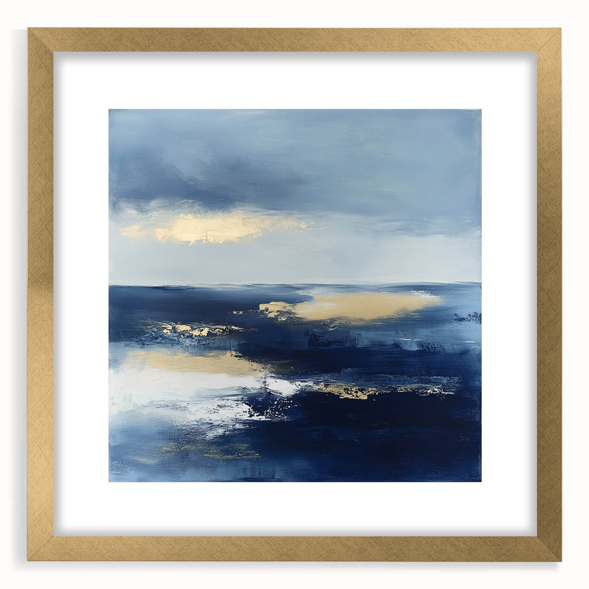Modern Abstract Wall Art – Contemporary Navy & Gold Canvas Decor