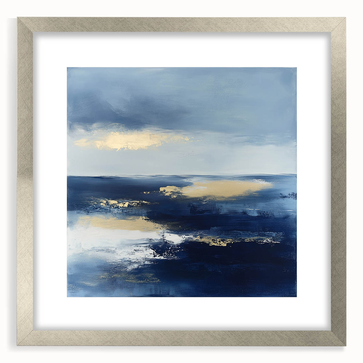 Modern Abstract Wall Art – Contemporary Navy & Gold Canvas Decor