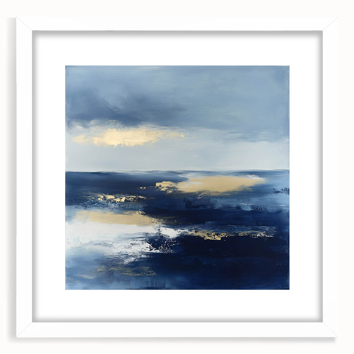 Modern Abstract Wall Art – Contemporary Navy & Gold Canvas Decor